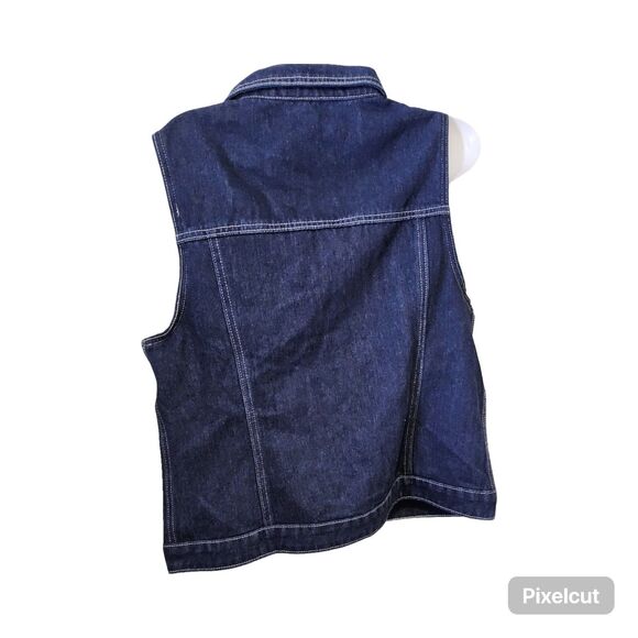 1NWOT Size Large Allegra K Flap Pocket Button Denim Jacket Vest - Picture 4 of 11